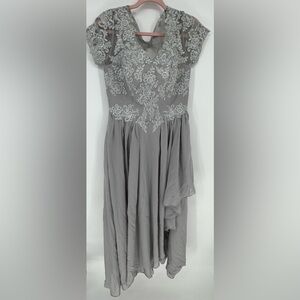 Lace Chiffon Long Formal Wedding Evening Gown Lace Up Back